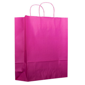 Torby Papierowe Fuchsia z Uchwytami 80g 26+14x32 cm (25 Sztuk)