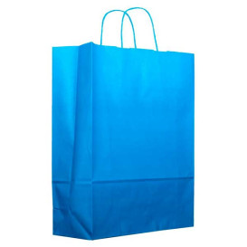 Torby Papierowe Turkusowe z Uchwytami 80g 26+14x32 cm (25 Sztuk)