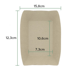 Tacki Łódki Papierowe 350ml Kraft-Kraft 10,6x7,3x4,5cm (25 Sztuk)