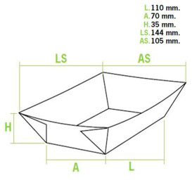 Tacki Łódki Papierowe 300ml Kraft-Kraft 11x7x3,5cm (25 Sztuk)