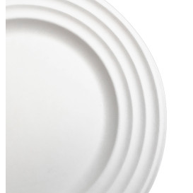 Talerz Trzciny Cukrowej Premium Wave Białe Ø23cm (50 Sztuk)