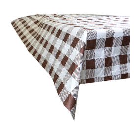 Pre-Cut Paper Tablecloth Brown Checkers 40g 1,2x1,2m (400 Sztuk) 
