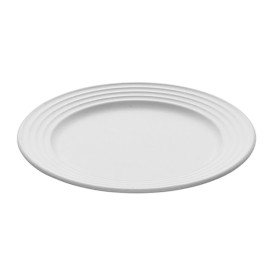 Talerz Trzciny Cukrowej Premium Wave Białe Ø23cm (50 Sztuk)