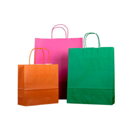 Torby Papierowe Fuchsia z Uchwytami 100g 22+9x23 cm (200 Sztuk)