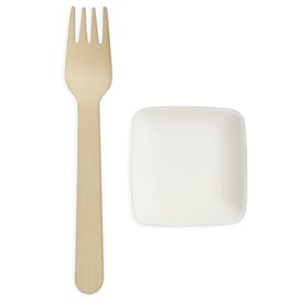 Sugarcane Mini Plate Square Shape White 6,5x6,5 cm (50 Units) 