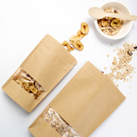 Paper Bag without Handle Kraft and Window 12+6x23,5cm (50 Uds)