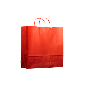 Torby Papierowe Kraft Czerwerne z Uchwytami 100g 22+9x23cm (25 Sztuk)