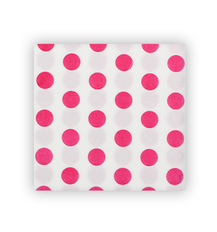 Serwetki Papierowe "Polka Dot Fuchsia" 2 Warstwi 40x40cm (600 Sztuk)