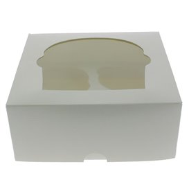 Pudełka na 4 Babeczkiz Stojakiem 17,3x16,5x7,5cm Białe (20 Sztuk)