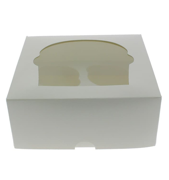 Pudełka na 4 Babeczkiz Stojakiem 17,3x16,5x7,5cm Białe (20 Sztuk) Pudełka na 4 Babeczkiz Stojakiem 17,3x16,5x7,5cm Białe (20 Sztuk)