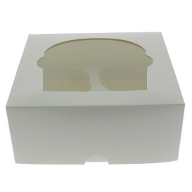 Pudełka na 4 Babeczkiz Stojakiem 17,3x16,5x7,5cm Białe (140 Sztuk)