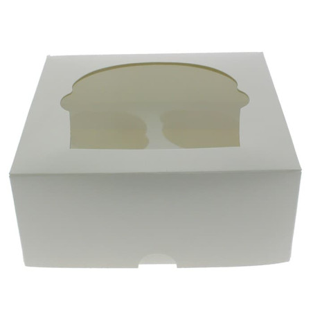 Pudełka na 4 Babeczkiz Stojakiem 17,3x16,5x7,5cm Białe (140 Sztuk)