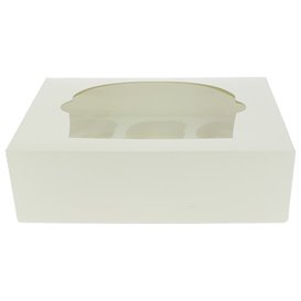 Pudełka na 6 Babeczki z Stojakiem 24,3x16,5x7,5cm Białe (20 Sztuk)