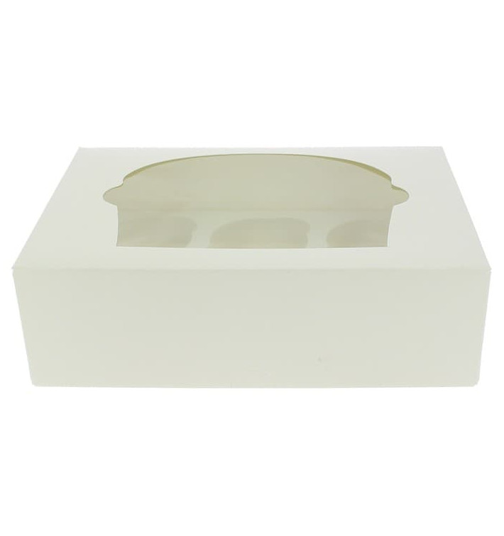 Pudełka na 6 Babeczki z Stojakiem 24,3x16,5x7,5cm Białe (100 Sztuk) Pudełka na 6 Babeczki z Stojakiem 24,3x16,5x7,5cm Białe (100 Sztuk)