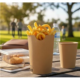 Kubki Tłuszczoodporny Kartonowe Kraft z Klejącą 14Oz/420ml (50 Sztuk)