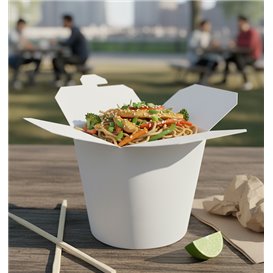 Pojemniki Żywność na Wynos 100% ECO Biały 16Oz/480ml (50 Sztuk)