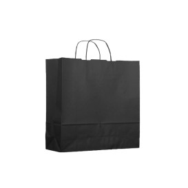 Miski Papierowe Kraft Czarni z Uchwytami 100g 22+9x23cm (25 Sztuk)