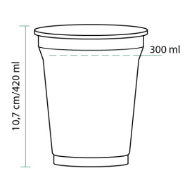 Kubki Plastikowe Sztywni PET 420ml Ø9,3cm (50 Sztuk)
