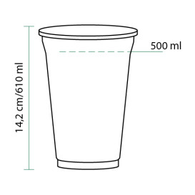 Kubki Plastikowe Sztywni PET 610ml Ø9,8cm (500 Sztuk)