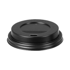 Wieczko z Otworem na Kubki 7Oz Czarni Ø7,2cm (100 Sztuk)