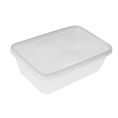 Miski Plastikowe Prostokątny z pokrywą PP 500ml (50 Sztuk)
