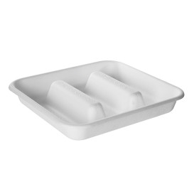Pojemnik na Tacos z Trzciny Cukrowej Biały 18,5x18,5cm (50 sztuk)
