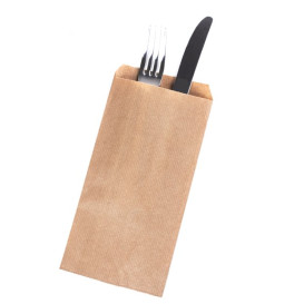Koperty Zestaw Sztućców kraft Prążkowany 9x24cm (1000 Sztuk)