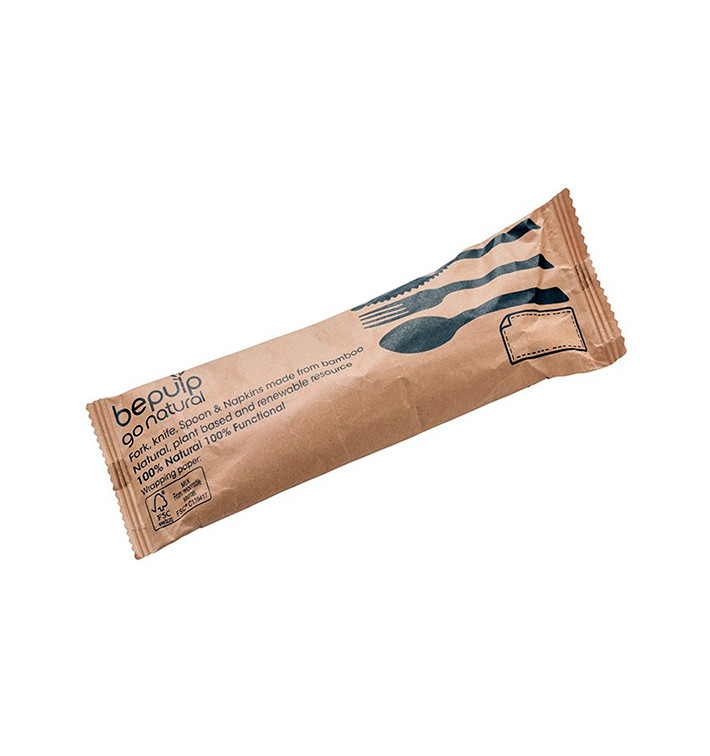 Ustaw Sztućce Bamboo z Serwetką 3Pcs (50 Sets) Ustaw Sztućce Bamboo z Serwetką 3Pcs (50 Sets)
