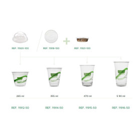 Kubki Skrobia Kukurydziana PLA "Green Stripe" 590ml (50 Sztuk)