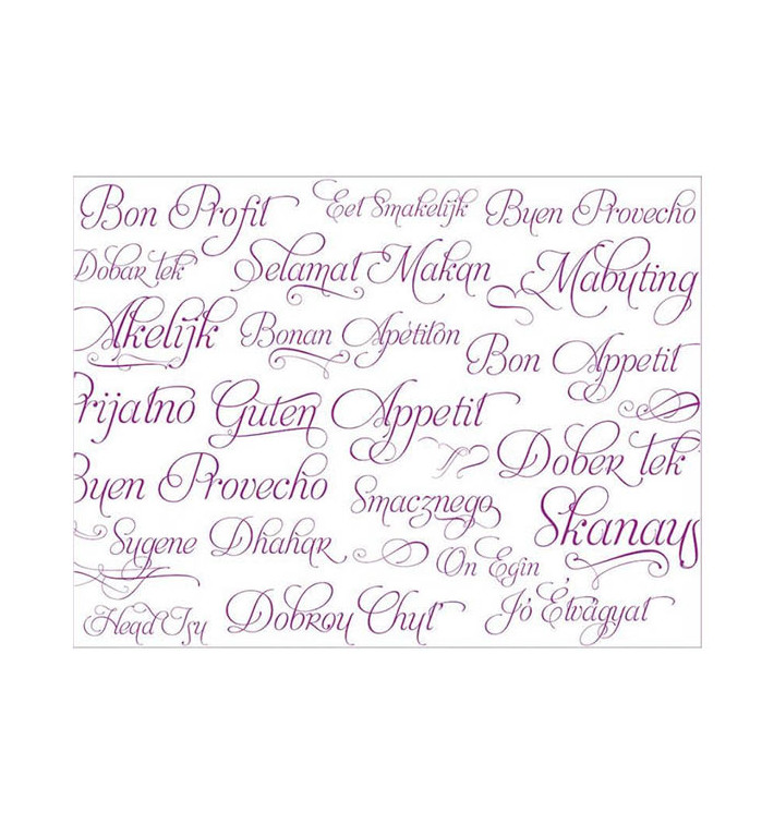 Podkładki Papier Fuksja "Smacznego" 30x40cm 40g/m² (1.000 Sztuk) Podkładki Papier Fuksja "Smacznego" 30x40cm 40g/m² (1.000 Sztuk)