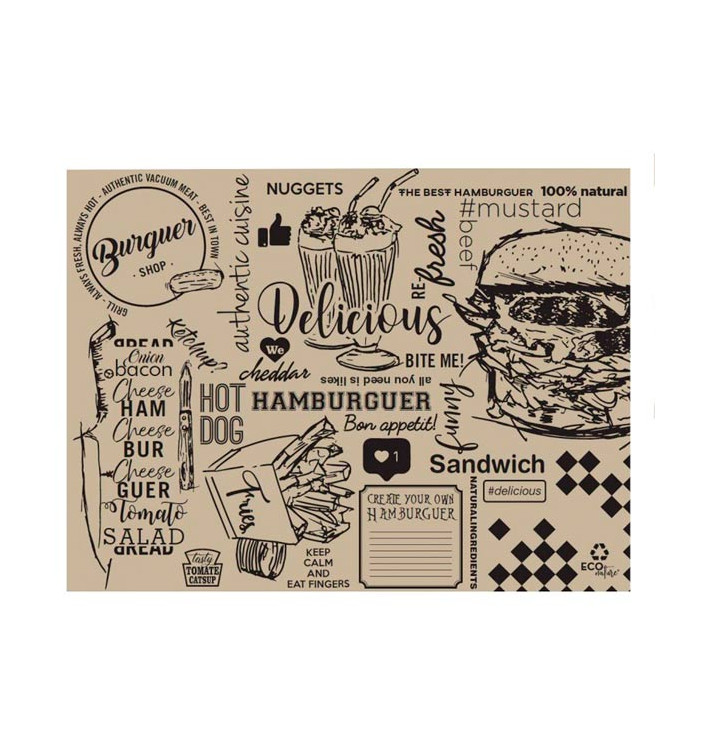 Podkładki Papier Kraft "Burguer" 30x40cm 40g/m² (1.000 Sztuk) Podkładki Papier Kraft "Burguer" 30x40cm 40g/m² (1.000 Sztuk)