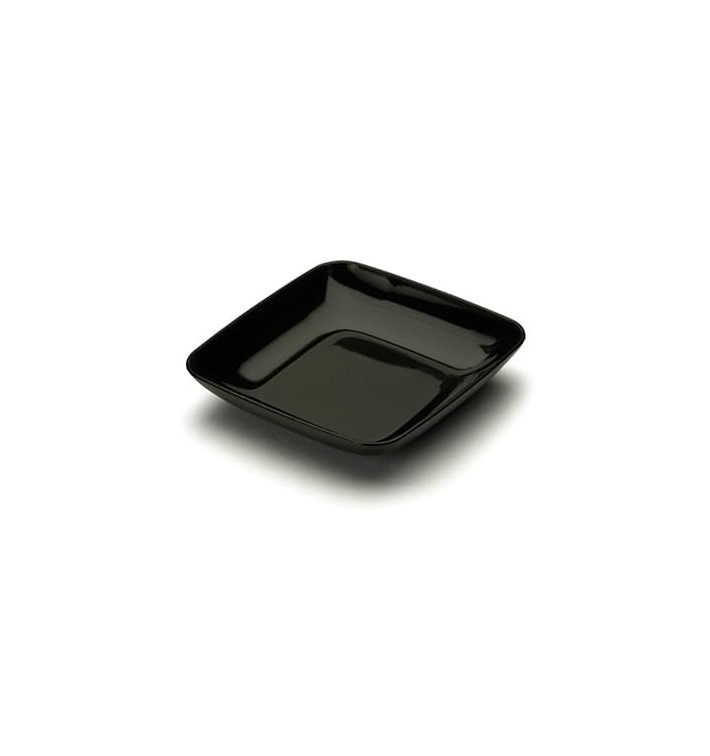 Plastic Tasting Plate PS Black 6x6x1 cm 