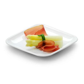 Plastic Tasting Plate PS White 6x6x1 cm (200 Units)