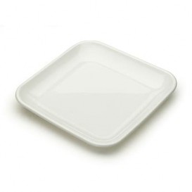 Plastic Tasting Plate PS White 6x6x1 cm 