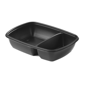 Pojemniki PP Czarni 2C z Pokrywką 1300ml 28x20cm (90 Sztuk)