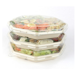 Ośmiokątny Pojemniki Trzcina cukrowa z Pokrywką 830 ml 23x23cm (90 Sztuk)