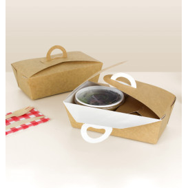 Pudełka na Wynos "Doggi Bag" Kraft z Uchwytami 20x10x7cm 1500ml (20 Sztuk)