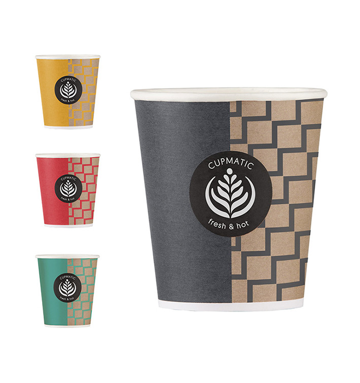 Kubki Kartonowe Cupmatic 8Oz/210ml Ø7,0cm (100 Sztuk) Kubki Kartonowe Cupmatic 8Oz/210ml Ø7,0cm (100 Sztuk)
