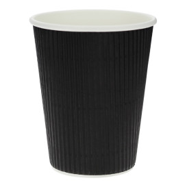 Kubki Papierowe 12 Oz/360ml "Kędzierzawe" Czarni Ø8,7cm (25 Sztuk)
