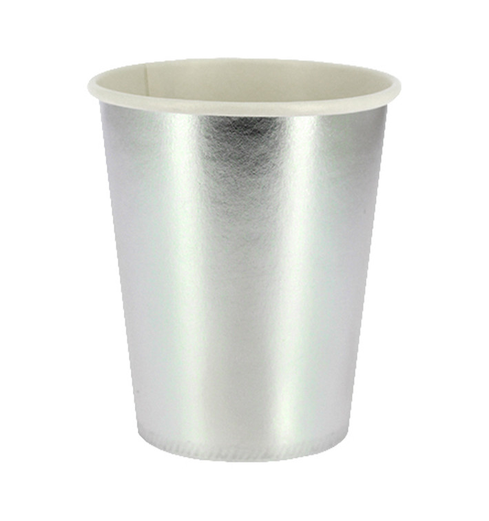 Kubki Papierowe 9 Oz/240ml Srebro "Party" (10 Sztuk) Kubki Papierowe 9 Oz/240ml Srebro "Party" (10 Sztuk)