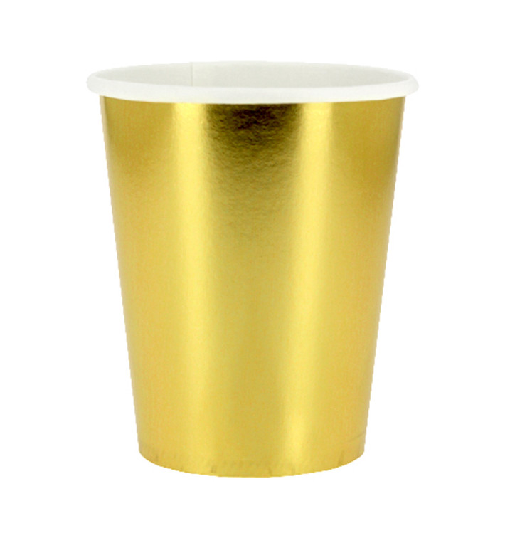 Kubki Papierowe 9 Oz/240ml Złote "Party" (10 Sztuk) Kubki Papierowe 9 Oz/240ml Złote "Party" (10 Sztuk)