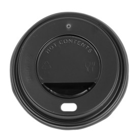 Wieczko z Otworem na Kubki 7Oz Czarni Ø7,2cm (100 Sztuk)