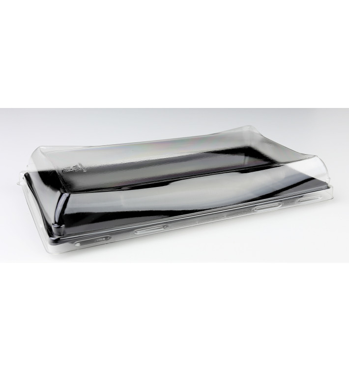 Tacki Plastikowe Czarni z pokrywką 12x16cm (300 Sztuk) Tacki Plastikowe Czarni z pokrywką 12x16cm (300 Sztuk)