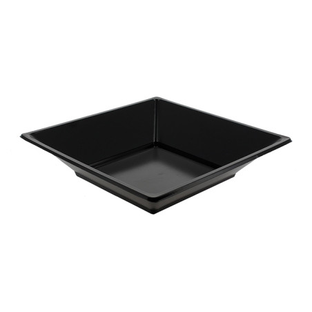 Talerz Plastikowe Głębokie z i Kwadratowi Czarni 170mm (25 Sztuk)