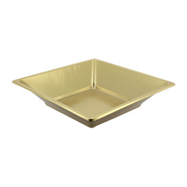 Talerz Plastikowe Głębokie Kwadratowi Złote 180mm (5 Sztuk)