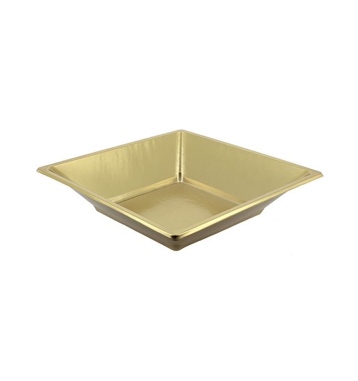 Talerz Plastikowe Głębokie Kwadratowi Złote 180mm (5 Sztuk) Talerz Plastikowe Głębokie Kwadratowi Złote 180mm (5 Sztuk)