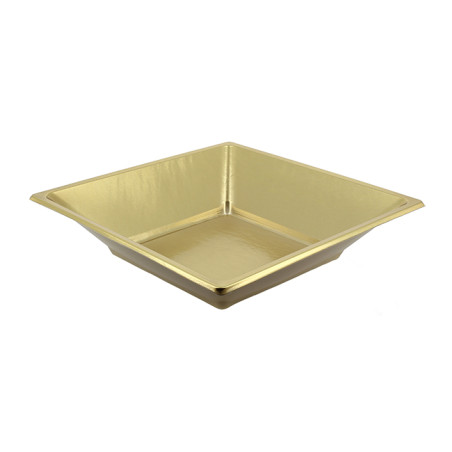 Talerz Plastikowe Głębokie Kwadratowi Złote 180mm (300 Sztuk)