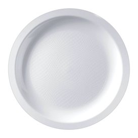 Talerz Plastikowe Płaski Białe Round PP Ø185mm (50 Sztuk)