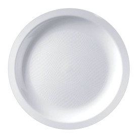 Talerz Plastikowe Płaski Białe Round PP Ø185mm (600 Sztuk)