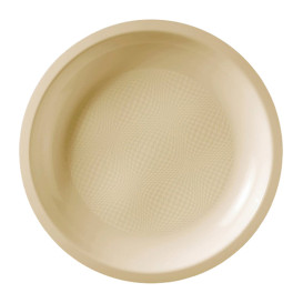 Talerz Plastikowe Płaski Kremowy Round PP Ø220mm (50 Sztuk)